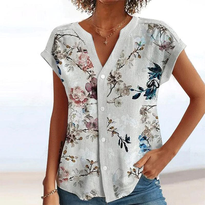 Xanthe - Bloemen Blouse - Casual - Zacht Formele Stijl - Ideaal voor de Zomer