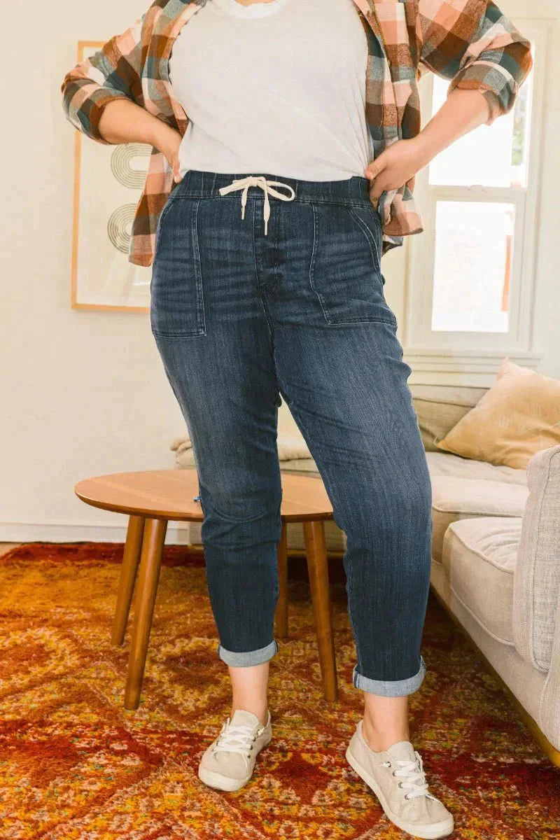 Audree - Denim Jogger Broek - Casual- Denim - Ideaal om elke dag te dragen