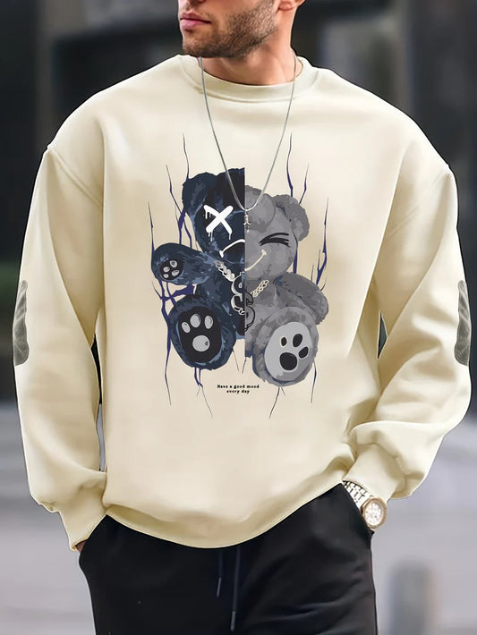 Casual Fashion Crew Neck Katoenen Pullover Sweatshirt voor Mannen | Perfect voor Casual Dagen