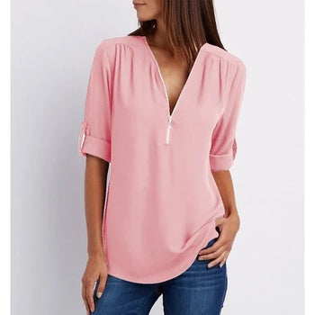 Lune - Shirt met Rits - Casual - Licht Formele Stijl - Ideaal voor Dagelijks Comfort