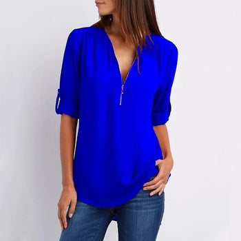 Lune - Shirt met Rits - Casual - Licht Formele Stijl - Ideaal voor Dagelijks Comfort