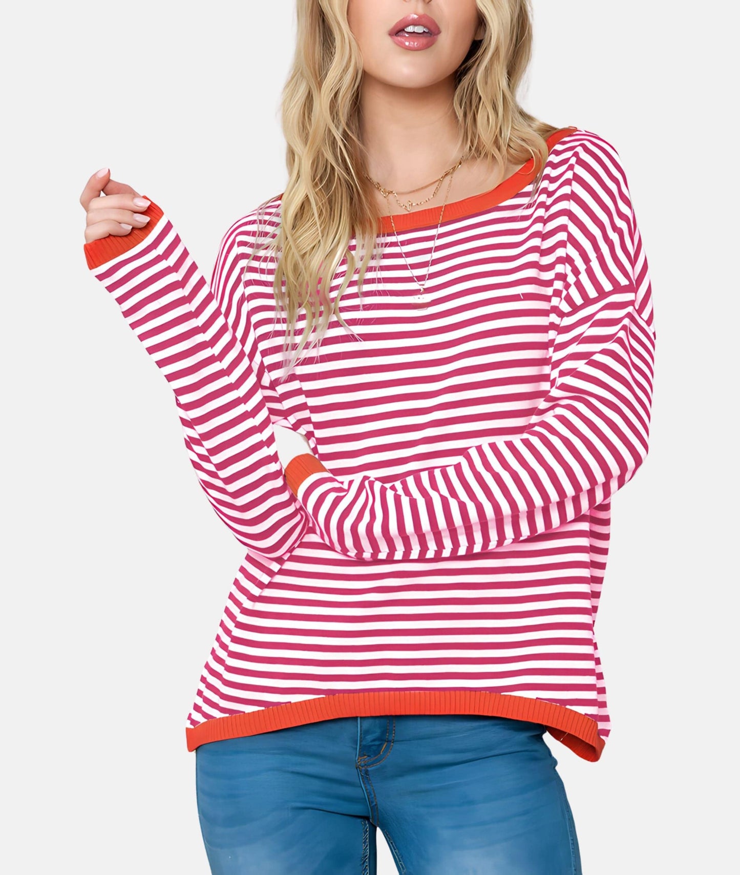 Anne - Gestreepte Dames Trui - Casual - Formele Stijl - Ideaal voor Herfst/Lente