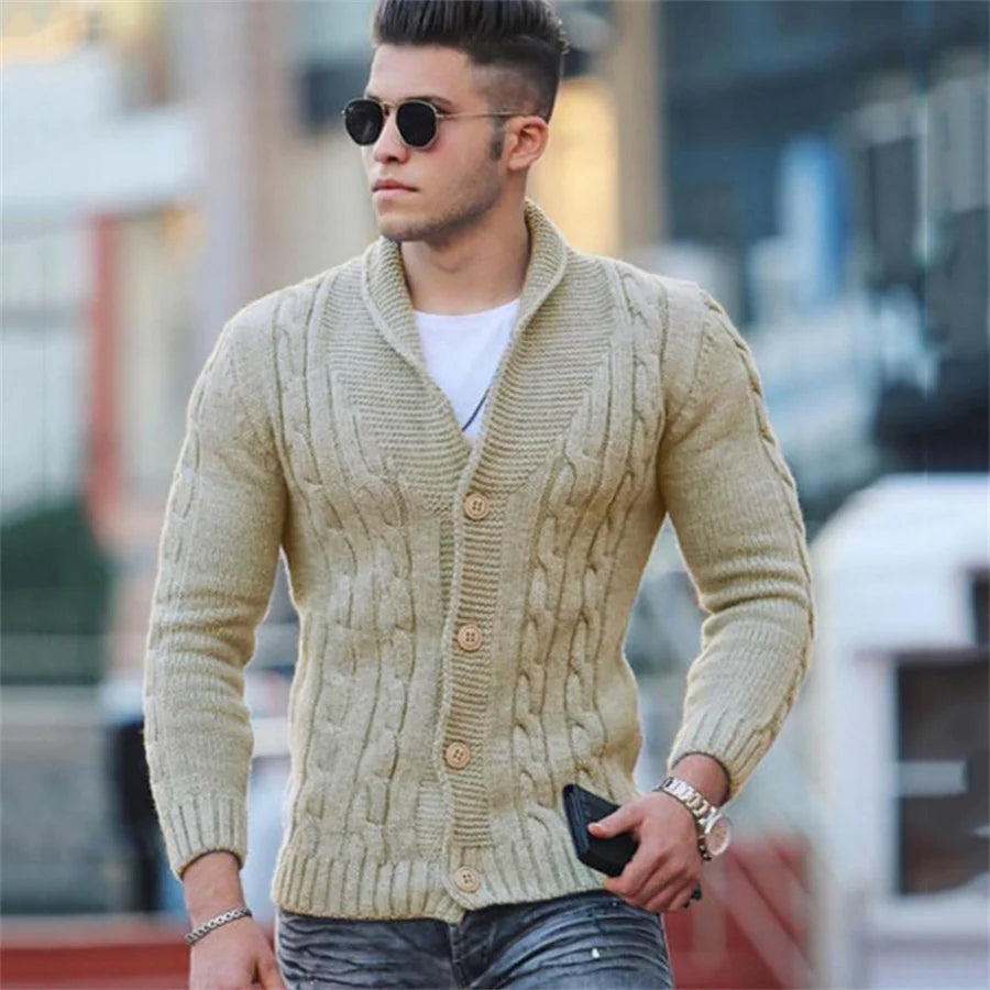 Stijlvolle Gebreide Cardigan met Lange Mouwen voor Heren | Ideaal voor Herfst/Winter