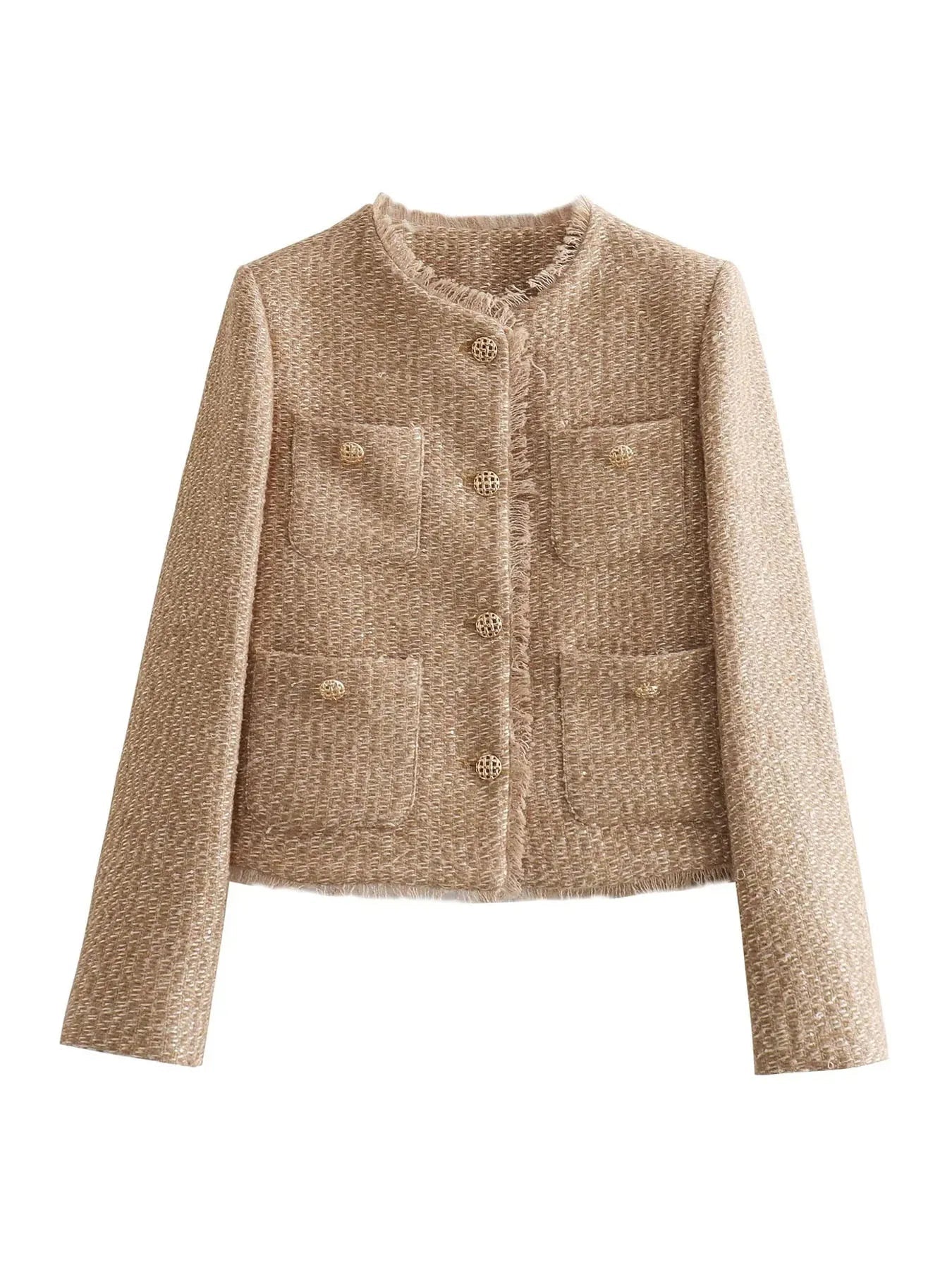 Lexi - Beige Vintage Chique Bomberjack  - Voor Vrouwen | Moderne Uitstraling