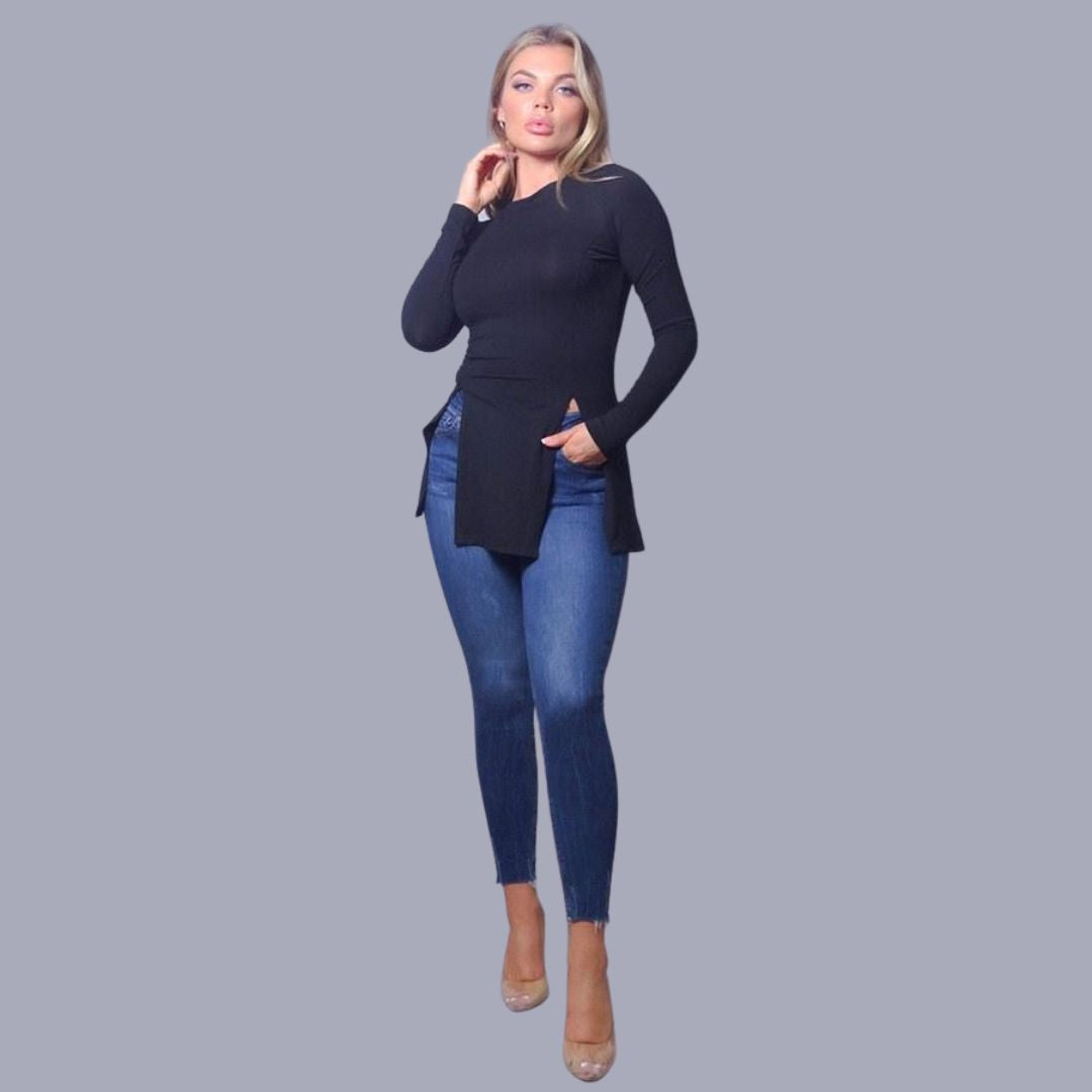 Serah - Blouse met dubbele split - Casual - Licht Hoorwaardige kwaliteit  - Ideaal voor de winter