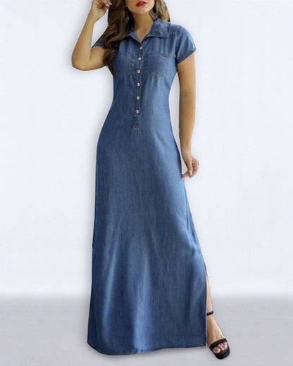 Jeneice - Maxi Jurk - Chic - Denim - Voor Formele Gelegenheden