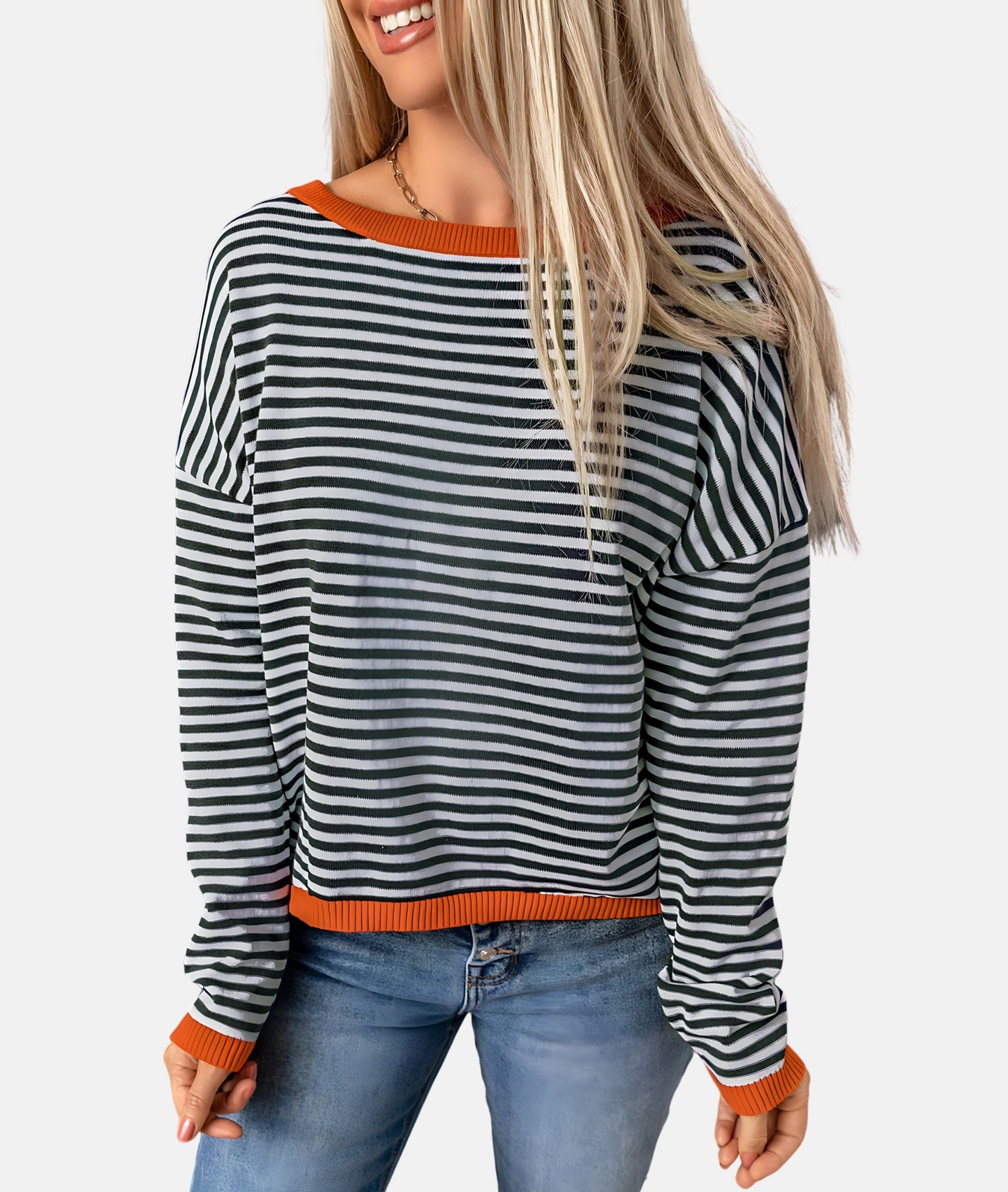 Anne - Gestreepte Dames Trui - Casual - Formele Stijl - Ideaal voor Herfst/Lente