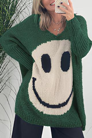 Mijke - Trui met smileyprint - Chic - Hoogwaardig Hoorwaardige kwaliteit  - Perfect voor casual dagen