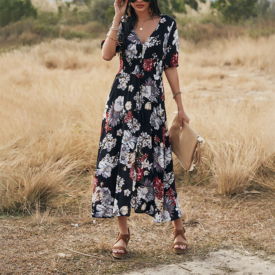 Mila - Maxi Jurk - Chique  - Formele Stijl van hoge kwaliteit - Ideaal voor de zomer