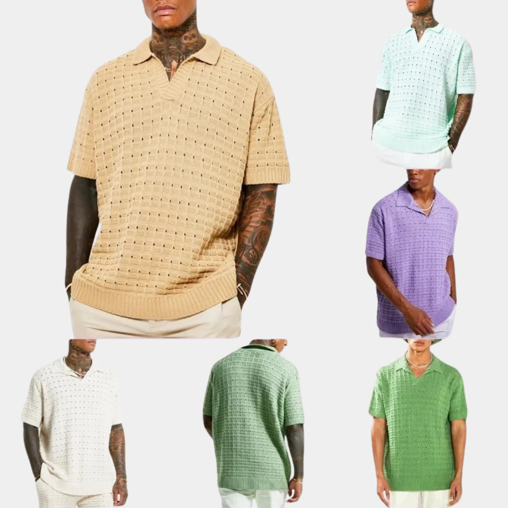 Leonard - Gebreid poloshirt - Elegant - Hoge kwaliteit Hoorwaardige kwaliteit  - Ideaal voor de zomer