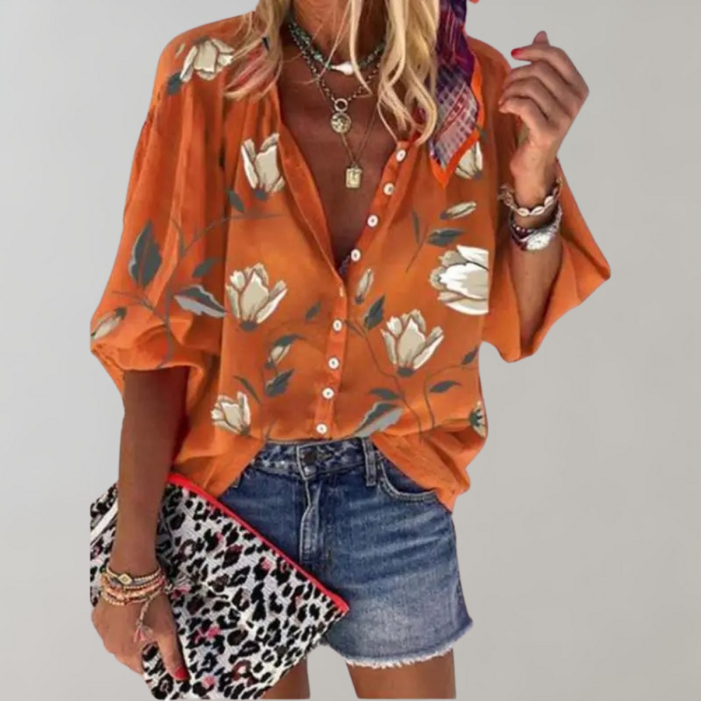 Marieke - Bloemenblouse - Boho - Licht Hoorwaardige kwaliteit  - Ideaal voor de zomer