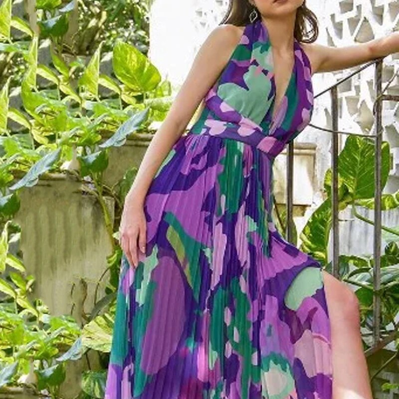 Karelia - V-hals Maxi Jurk - Elegante - Hoogwaardige Stof - Ideaal voor Zomer