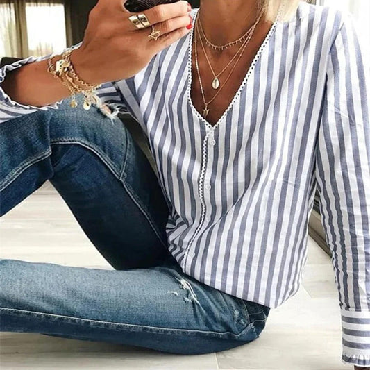 Yannie - Lange Mouwen Shirt - Casual - Zacht Formele Stijl - Ideaal voor Dagelijks Comfort