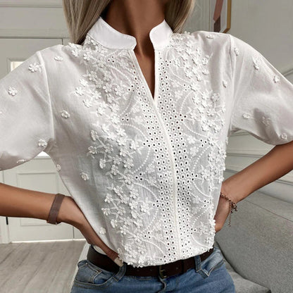 Reina - Witte Modieuze Blouse - Voor Vrouwen | Luxueuze Look