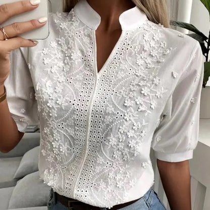 Reina - Witte Modieuze Blouse - Voor Vrouwen | Luxueuze Look