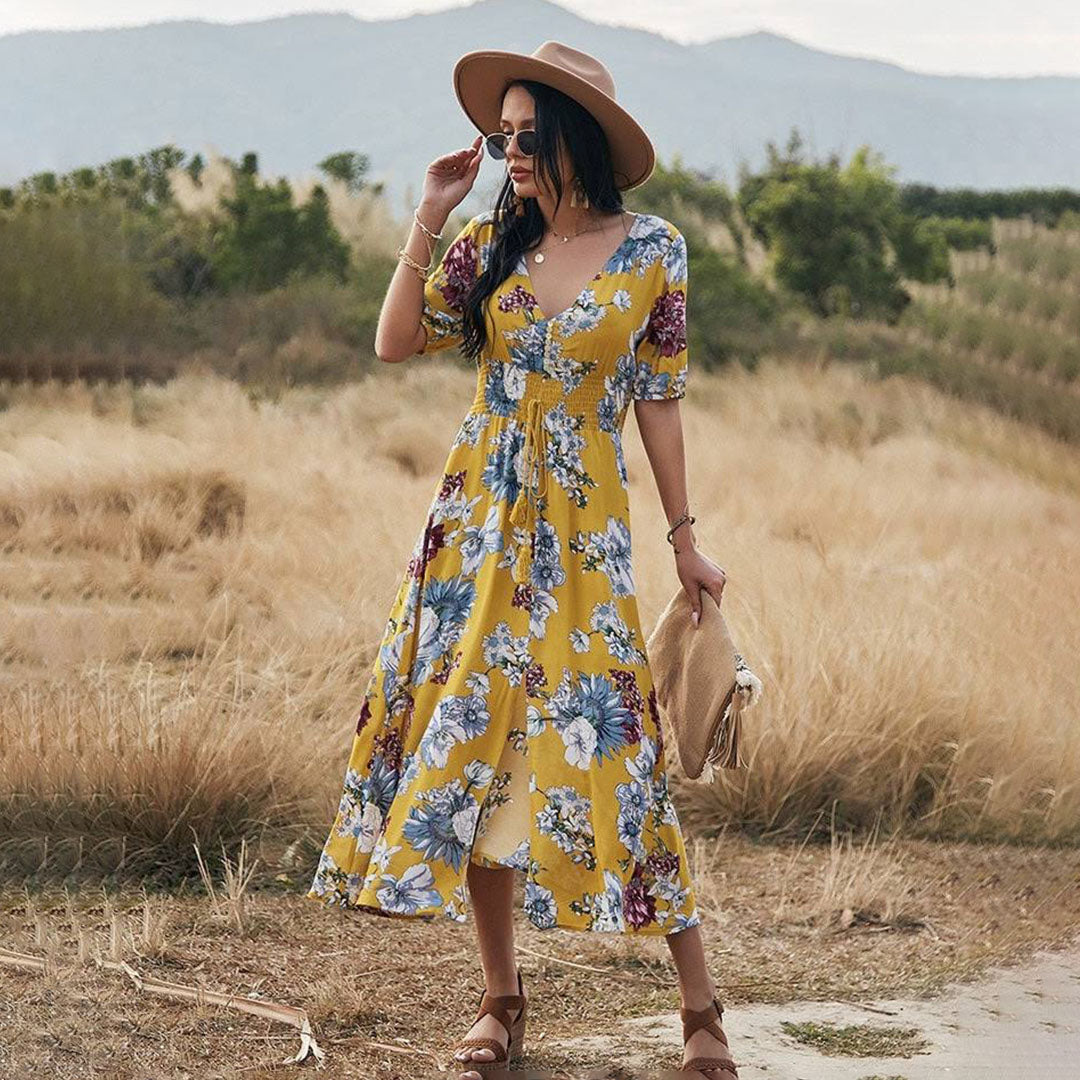 Mila - Maxi Jurk - Chique  - Formele Stijl van hoge kwaliteit - Ideaal voor de zomer