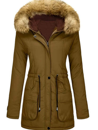 Fleece Parka-Winterjas Met Vegan Bont Capuchon Voor Dames, Casual | Perfect Voor Casual Dagen