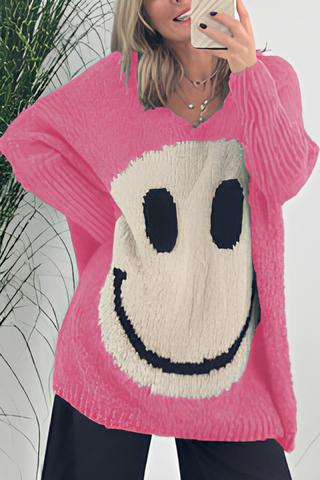 Mijke - Trui met smileyprint - Chic - Hoogwaardig Hoorwaardige kwaliteit  - Perfect voor casual dagen