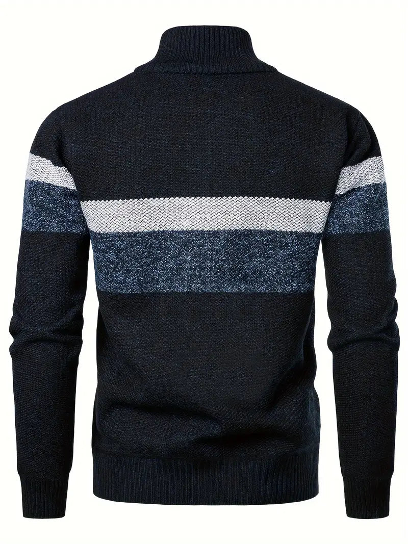 Eleganter Marineblauer Zip Pullover Für Herren | Ideaal voor Herfst/Winter