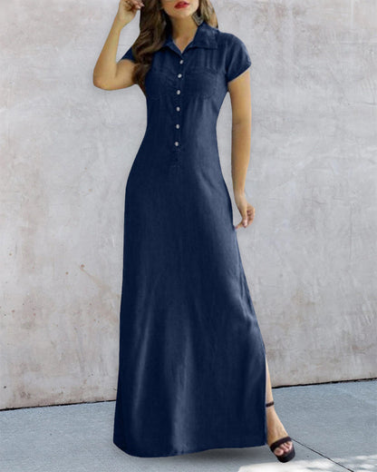 Jeneice - Maxi Jurk - Chic - Denim - Voor Formele Gelegenheden