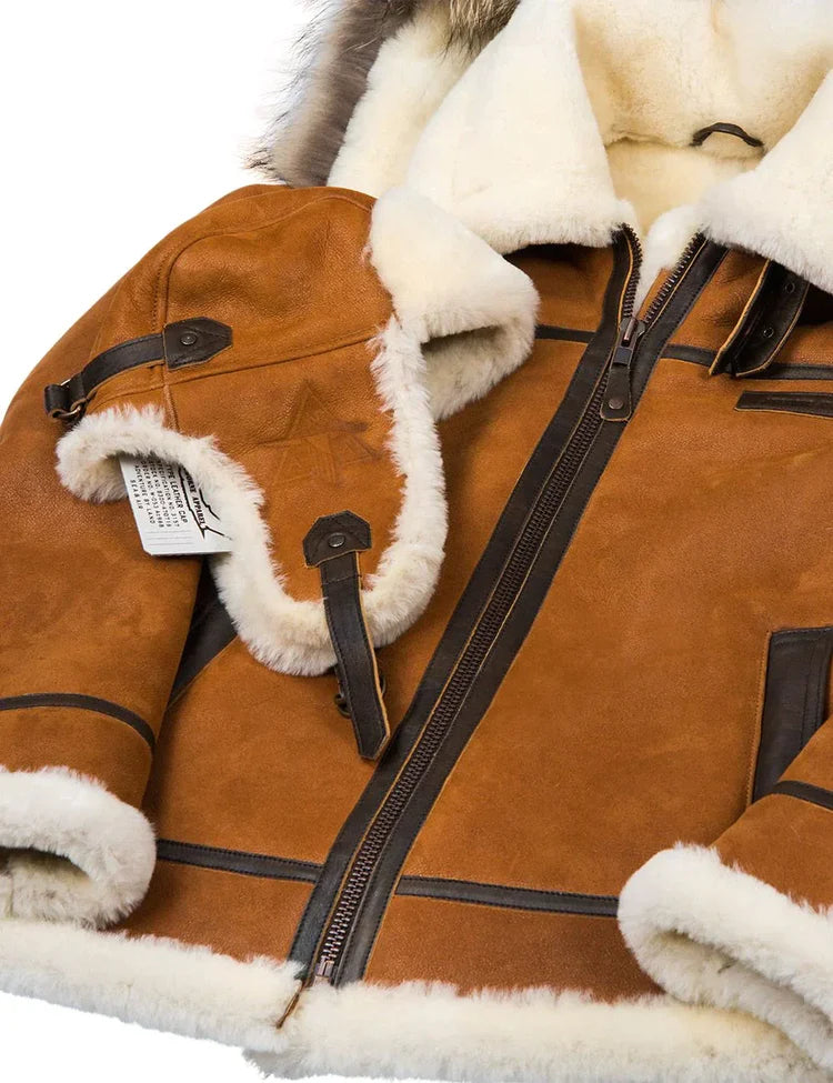 Warme Leren Winterjas met Fleece en Capuchon voor Heren | Perfect voor Buitenactiviteiten