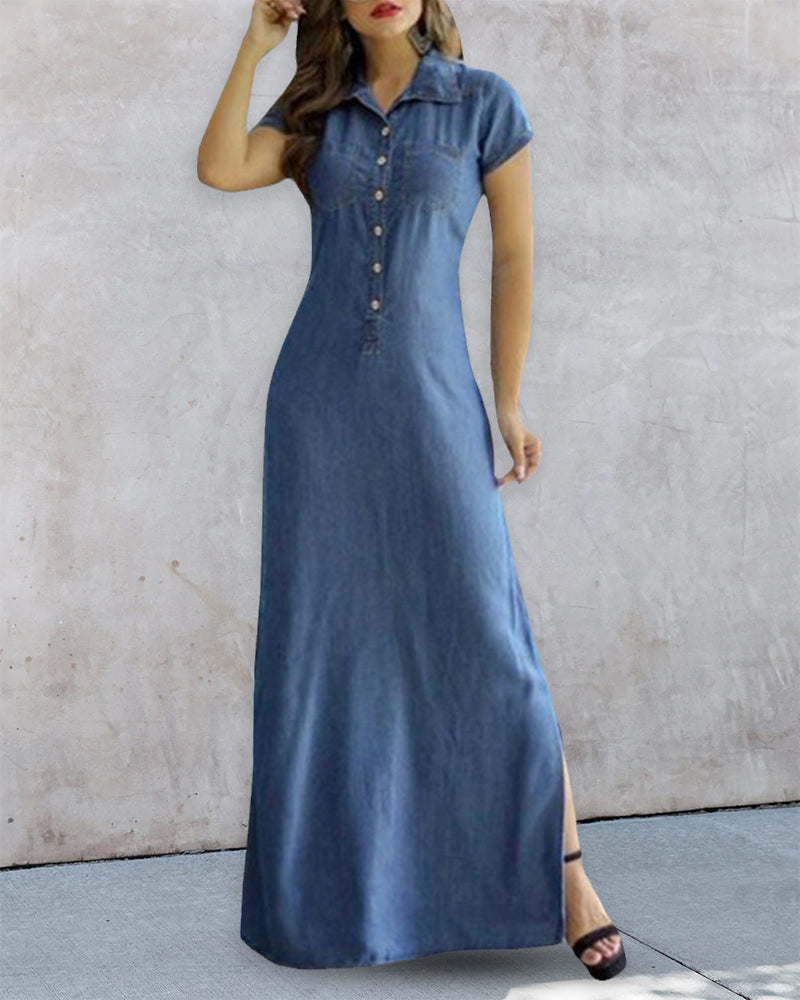 Jeneice - Maxi Jurk - Chic - Denim - Voor Formele Gelegenheden