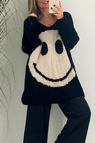 Mijke - Trui met smileyprint - Chic - Hoogwaardig Hoorwaardige kwaliteit  - Perfect voor casual dagen