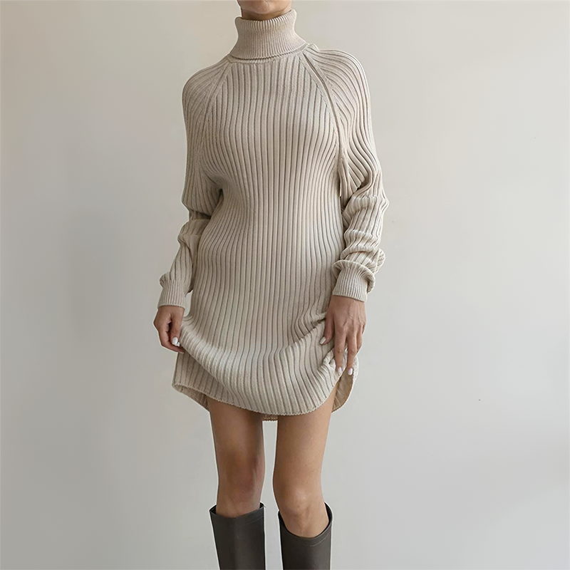 Amalia - Chevron Sweater Dress - Chic - Hoogwaardig Formele Stijl - Ideaal voor de Herfst