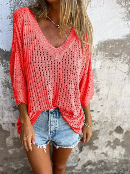 Noa - Gebreide Blouse - Casual - Licht Hoorwaardige kwaliteit  - Ideaal voor de zomer