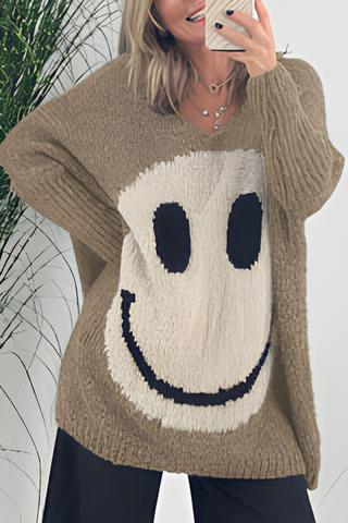 Mijke - Trui met smileyprint - Chic - Hoogwaardig Hoorwaardige kwaliteit  - Perfect voor casual dagen