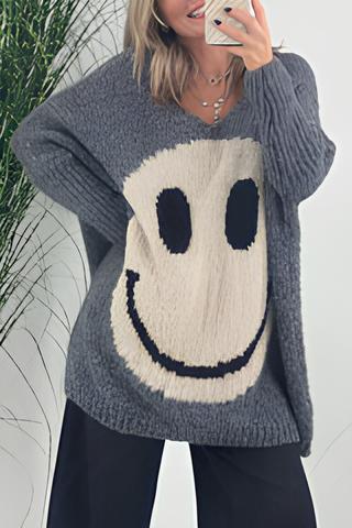 Mijke - Trui met smileyprint - Chic - Hoogwaardig Hoorwaardige kwaliteit  - Perfect voor casual dagen