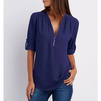 Lune - Shirt met Rits - Casual - Licht Formele Stijl - Ideaal voor Dagelijks Comfort