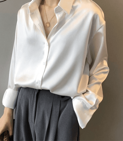 Gladys - Button-down overhemd - Elegante - Satijn - Zakelijke uitstraling