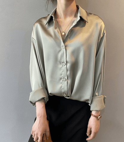 Gladys - Button-down overhemd - Elegante - Satijn - Zakelijke uitstraling