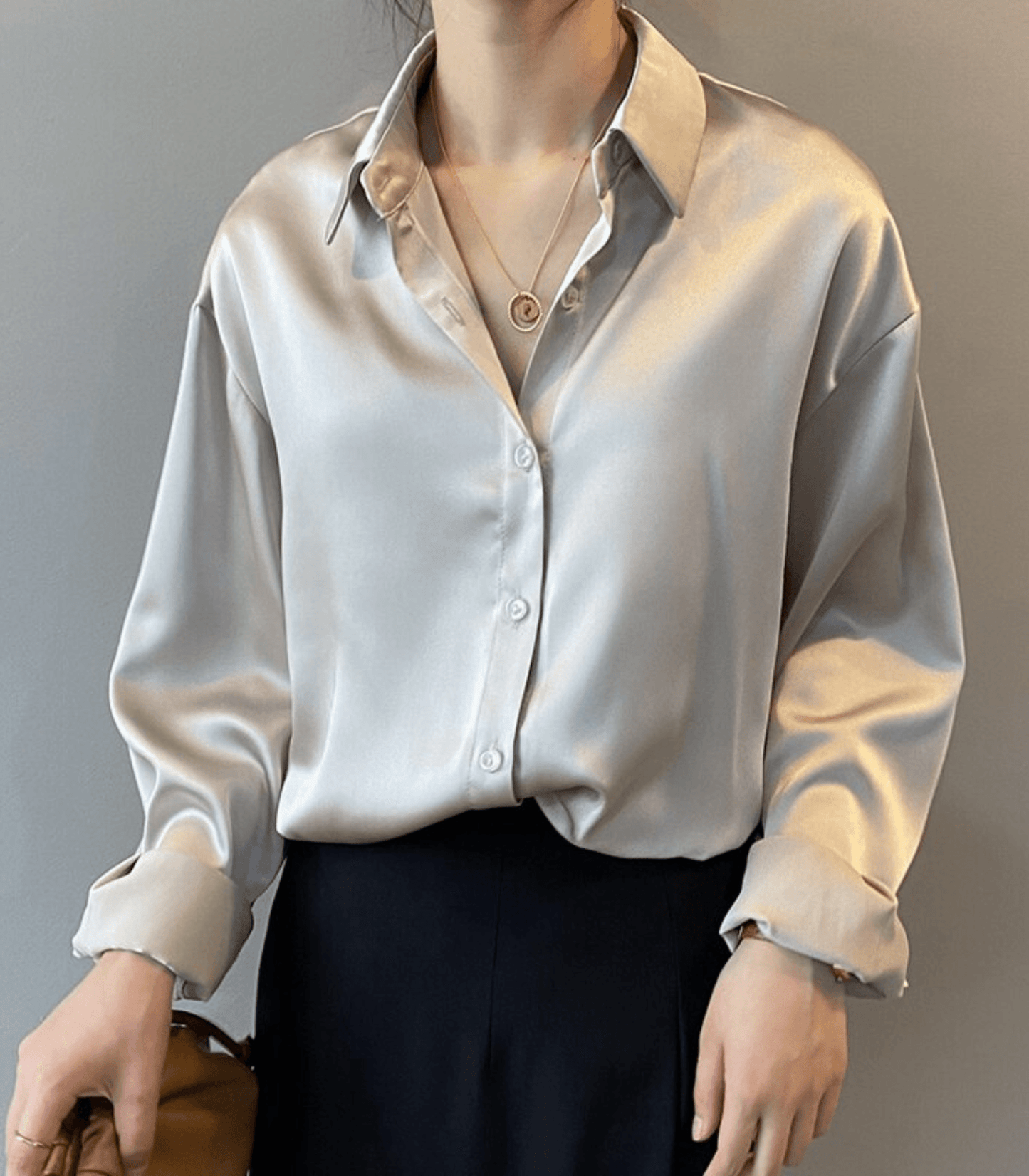 Gladys - Button-down overhemd - Elegante - Satijn - Zakelijke uitstraling