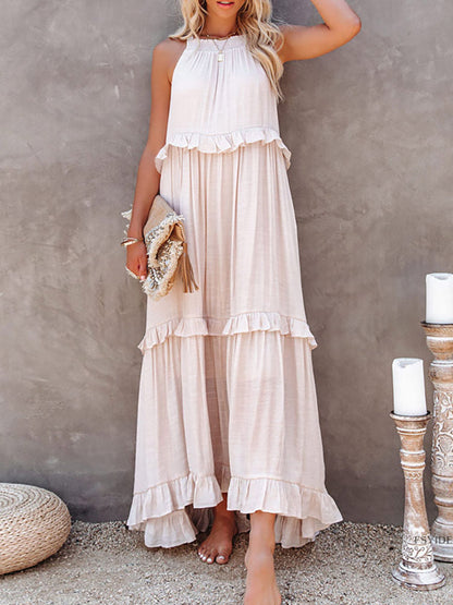 Angelique - Mouwloze Maxi Dress - Boho - Licht Hoorwaardige kwaliteit  - Ideaal voor de zomer