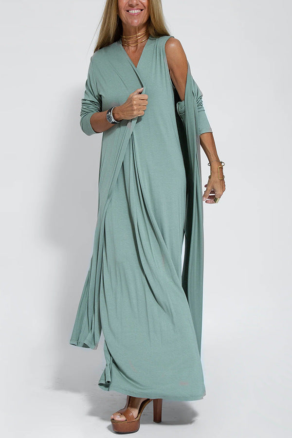 Evelyn - Maxi Jurk met Badjas - Casual - Licht Formele Stijl - Perfect voor casual dagen